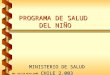 PROGRAMA DE SALUD DEL NIÑO MINISTERIO DE SALUD CHILE 2.003 ENF. CECILIA REYES ACUÑA