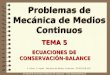 ETSECCPB Universitat Politècnica de Catalunya – UPC (BarcelonaTECH) Problemas de Mecánica de Medios Continuos TEMA 5 ECUACIONES DE CONSERVACIÓN-BALANCE