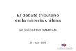 El debate tributario en la minería chilena La opinión de expertos 28 - Julio - 2004