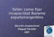 Taller: como fijar incapacidad Baremo español/argentino Sección ocupacional Raquel Pendito UNC