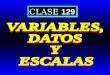 CLASE 129. TIPOS DE VARIABLES  Cualitativas  Cuantitativas Discretas Continuas