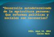 “Desarrollo autodeterminado de la agricultura peruana: Que reformas políticas y sociales son necesarias? Köln, mayo 10, 2014 Carlos Herz