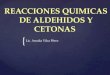 { REACCIONES QUIMICAS DE ALDEHIDOS Y CETONAS Lic. Amalia Vilca Pérez