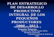 PLAN ESTRATEGICO DE DESARROLLO PRODUCTIVO INTEGRAL DE LOS PEQUEÑOS PRODUCTORES 2006 - 2011 Viceministerio de Micro y Pequeña Empresa Relator: Lic. Ruddy