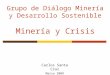 Grupo de Diálogo Minería y Desarrollo Sostenible Minería y Crisis Carlos Santa Cruz Marzo 2009