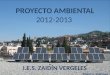 XV SEMANA SOLAR, 2015 Proyecto Ambiental del I.E.S. Zaidín Vergeles PROYECTO AMBIENTAL 2012-2013 I.E.S. ZAIDÍN VERGELES Miguel A. Rodríguez