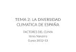 TEMA 2: LA DIVERSIDAD CLIMATICA DE ESPAÑA FACTORES DEL CLIMA Inma Navarro Curso 2012-13
