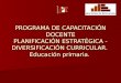 PROGRAMA DE CAPACITACIÓN DOCENTE PLANIFICACIÓN ESTRATÉGICA - DIVERSIFICACIÓN CURRICULAR. Educación primaria