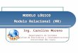 MODELO LÓGICO Modelo Relacional (MR) Ing. Carolina Moreno Departamento de Sistemas Facultad de Electrónica y Telecomunicaciones Universidad del Cauca