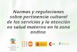 Normas y regulaciones sobre pertinencia cultural de los servicios y la atención en salud materna en la zona andina Enlace Continental de Mujeres Indígenas