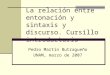 La relación entre entonación y sintaxis y discurso. Cursillo introductorio Pedro Martín Butragueño UNAM, marzo de 2007
