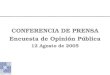 CONFERENCIA DE PRENSA Encuesta de Opinión Pública 12 Agosto de 2005