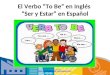 El Verbo “To Be” en Inglés “Ser y Estar” en Español Imágen tomada:  