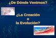 ¿De Dónde Venimos? ¿La Creación o la Evolución?. La Evolución  Hace casi 5.000 millon. de años se formó la tierra  Se formaron sustancias químicas en