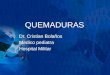 QUEMADURAS Dr. Cristian Bolaños Medico pediatra Hospital Militar