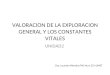 VALORACION DE LA EXPLORACION GENERAL Y LOS CONSTANTES VITALES UNIDAD2 Dra. Lourdes Méndez PhD Nurs 231-UMET