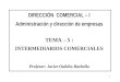 1 DIRECCIÓN COMERCIAL – I Administración y dirección de empresas TEMA – 5 : INTERMEDIARIOS COMERCIALES Profesor: Javier Oubiña Barbolla