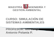 CURSO: SIMULACIÓN DE SISTEMAS AMBIENTALES PROFESOR: M.I. Jorge Antonio Polanía P