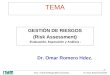 Tema : Gestión de Riesgos (Risk Assessment) Dr. Omar Romero Hernández 1/1/ TEMA GESTIÓN DE RIESGOS (Risk Assessment) -Evaluación, Exposición y Análisis
