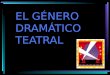 EL GÉNERO DRAMÁTICO TEATRAL. DEFINICIÓN teatralEl género teatral, también llamado dramático, recoge OBRAS LITERARIAS escritas para ser representadas por