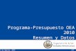 4/23/20151 Programa-Presupuesto OEA 2010 Resumen y Datos Suplementarios SAF25 de Agosto, 2009