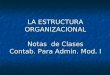 LA ESTRUCTURA ORGANIZACIONAL Notas de Clases Contab. Para Admin. Mod. I
