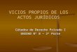 VICIOS PROPIOS DE LOS ACTOS JURÍDICOS Cátedra de Derecho Privado I UNIDAD Nº 8 – 2ª Parte