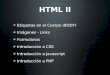 HTML II Etiquetas en el Cuerpo (BODY) Imágenes - Links Formularios Introducción a CSS Introducción a Javascript Introducción a PHP