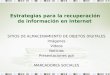 SITIOS DE ALMACENAMIENTO DE OBJETOS DIGITALES Imágenes Videos Noticias Presentaciones ppt MARCADORES SOCIALES Estrategias para la recuperación de información