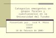 Categorías emergentes en grupos focales y cuestionarios en la Universidad del Turabo Presentado por: José R. Pérez Colón IDDUT 18 de febrero de 2009
