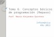 Tema 6. Conceptos básicos de programación (Repaso) Prof. María Alejandra Quintero Informática Año 2013