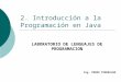 2. Introducción a la Programación en Java LABORATORIO DE LENGUAJES DE PROGRAMACION Ing. PEDRO TORREALBA