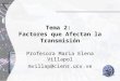 Tema 2: Factores que Afectan la Transmisión Profesora Maria Elena Villapol mvillap@ciens.ucv.ve