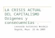 LA CRISIS ACTUAL DEL CAPITALISMO Orígenes y consecuencias. Leonardo Gutiérrez Berdejo Bogotá, Mayo 26 de 2009