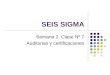 SEIS SIGMA Semana 2. Clase Nº 7 Auditorias y certificaciones