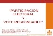 “PARTICIPACIÓN ELECTORAL Y VOTO RESPONSABLE” Exp. Lic. Gladys Ventura Ponce Gerencia de Educación Electoral y Comunicaciones