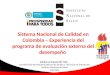 Sistema Nacional de Calidad en Colombia – Experiencia del programa de evaluación externa del desempeño Guillermo Orjuela MD. MSc. Coordinación Red Nacional
