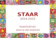 STAAR 2014-2015 Expectativas acerca del examen. 4/26/2015copyright 2006  2 ¿Qué es STAAR? STAAR es el nuevo programa estatal de prueba