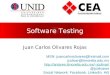 Software Testing Juan Carlos Olivares Rojas MSN: juancarlosolivares@hotmail.com jcolivar@itmorelia.edu.mx jcolivar/ @jcolivares