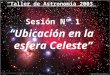 “Taller de Astronomía 2003” “Ubicación en la esfera Celeste” Sesión Nº 1