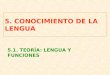 5. CONOCIMIENTO DE LA LENGUA 5.1. TEORÍA: LENGUA Y FUNCIONES