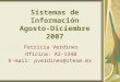 Sistemas de Información Agosto-Diciembre 2007 Patricia Verdines Oficina: A2-134B E-mail: pverdines@itesm.mx