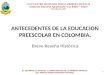 ANTECEDENTES DE LA EDUCACION PREESCOLAR EN COLOMBIA. Breve Reseña Histórica I ENCUENTRO MUNICIPAL POR LA PRIMERA INFANCIA Institución Educativa Agropecuaria