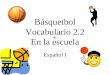 Básquetbol Vocabulario 2.2 En la escuela Español I