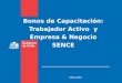 Marzo, 2011 Bonos de Capacitación: Trabajador Activo y Empresa & Negocio SENCE