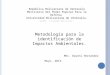 Metodología para la identificación de Impactos Ambientales. Mayo, 2013. MSc. Dayeni Hernández