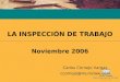 LA INSPECCIÓN DE TRABAJO Noviembre 2006 Carlos Cornejo Vargas ccornejo@munizlaw.com