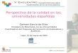 Perspectiva de la calidad en las universidades españolas Carmen García de Elías Consejera de Relaciones con las Universidades Coordinadora del Programa