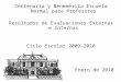 Centenaria y Benemérita Escuela Normal para Profesores Resultados de Evaluaciones Externas e Internas Ciclo Escolar 2009-2010 Enero de 2010