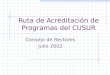 Ruta de Acreditación de Programas del CUSUR Consejo de Rectores Julio 2002